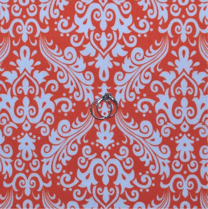 Flannel Fabric BTY Orange White Damask Pretty Scroll Flower Print