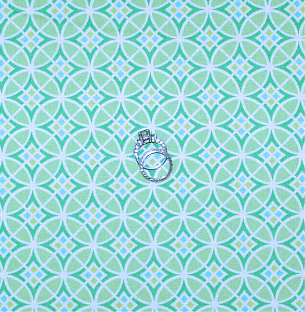 Cotton Fabric BTY Green White Yellow Blue Circle Diamond Polka Dot