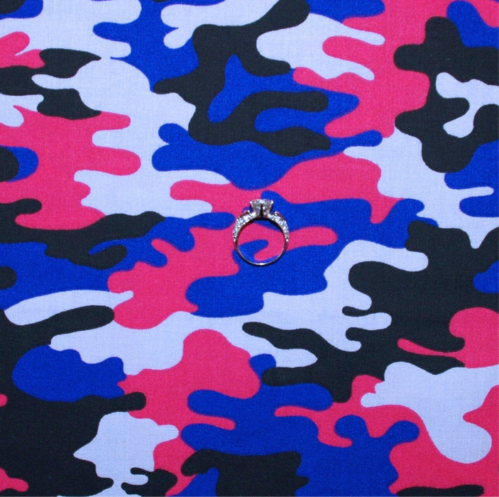 Cotton Fabric BTY Camouflage Camo Purple Pink B&W Military Girl