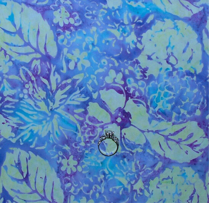 Cotton Fabric BTY Blue Aqua Water Flowers Leaf Hawaiian Batik