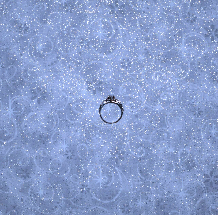 Cotton Fabric BTY Gray Silver Metallic Swirl Snowflake Dot Holiday Christmas