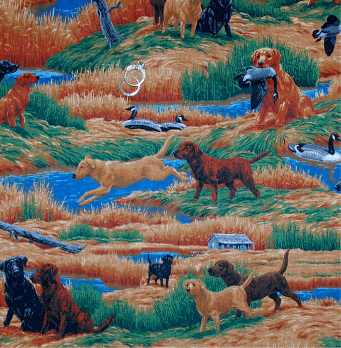 Cotton Fabric BTY Dog Labrador Retriever Hunting Water Scenic