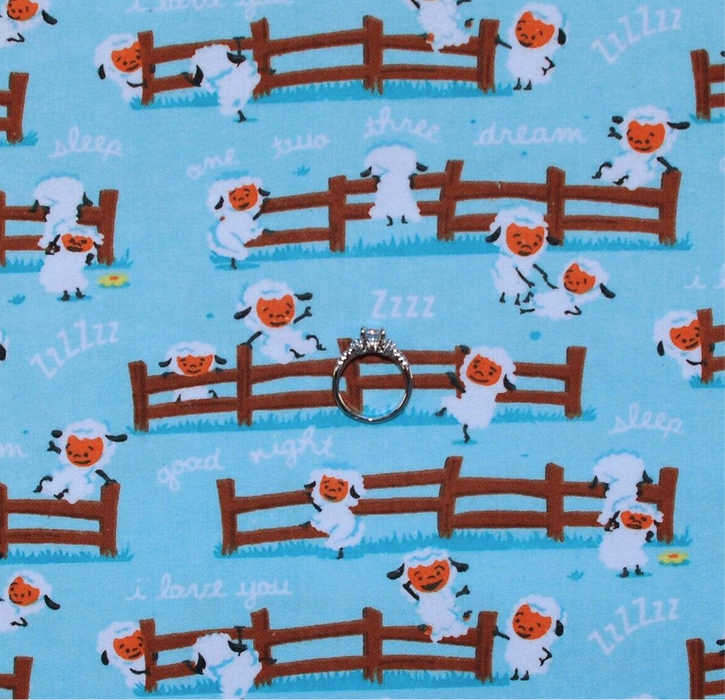 Flannel Fabric BTY Blue White Sheep Lamb Sleep Baby Farm Animal