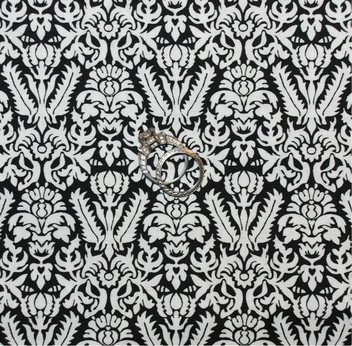 Cotton Fabric BTY Black White B&W Floral Damask Toile Calico Print