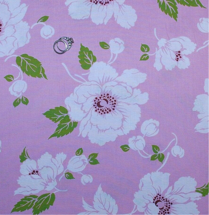 Cotton Fabric BTY Purple White Rose Bud Flower Spring Hat Box Shabby Chic