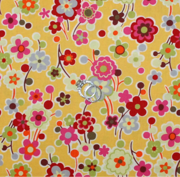 Cotton Fabric BTY Yellow Flower Oz Colorful Wildflower Field Meadow