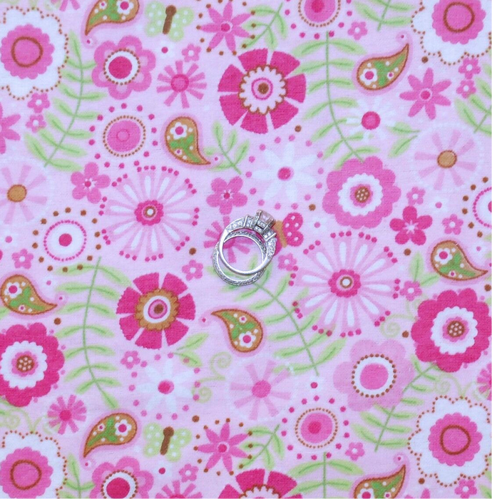 Flannel Fabric BTY Pink White Green Paisley Flower Butterfly Garden