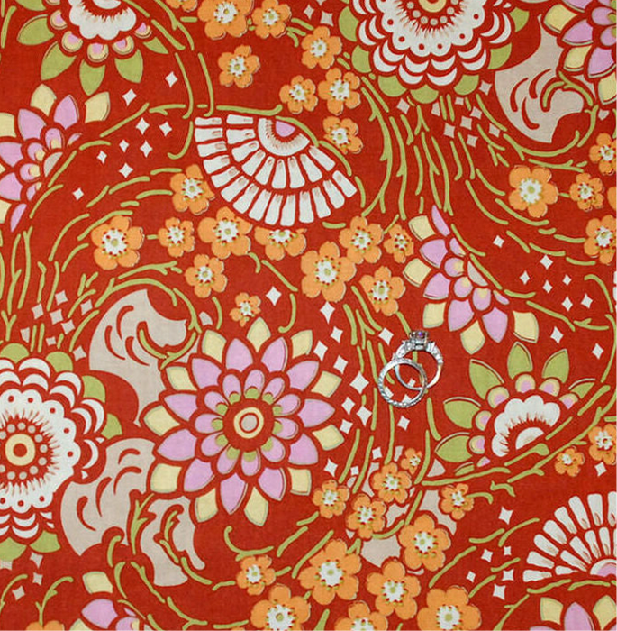 Cotton Fabric BTY Fan Brown Asian Flower Garden Amy Butler