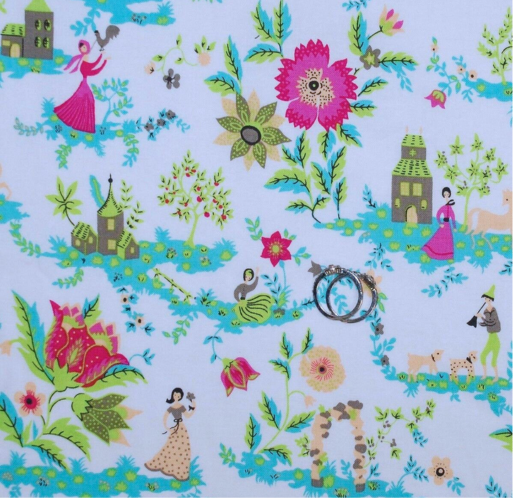 Cotton Fabric BTY Scenic Flower Spring Boho Horse Princess Girl