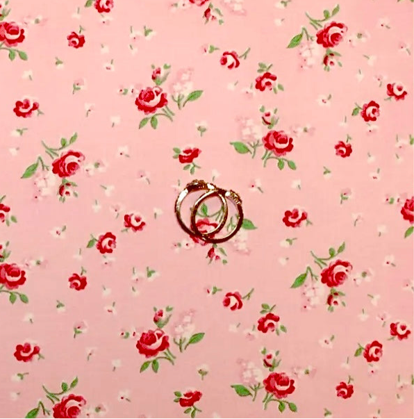 Cotton Fabric BTY Flower Rose Red Pink Cottage Small Tiny Calico Print