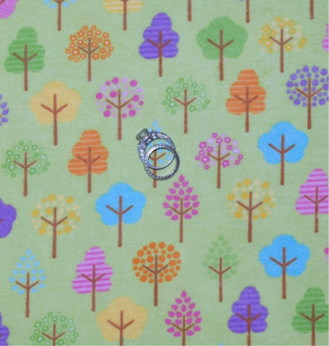 Flannel Fabric BTY Green Tree Rainbow Spring Summer Forest
