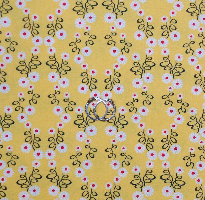 Cotton Fabric BTY Yellow White Daisy Small Flower Garden Gypsy BOHO