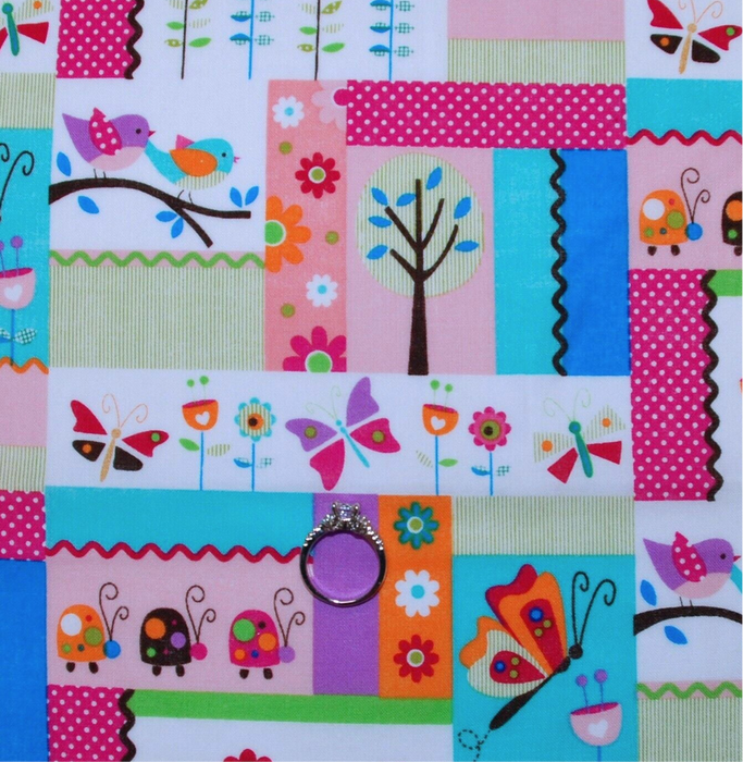 Cotton Fabric BTY Patchwork Garden Flower Ladybug Butterfly Baby Girl