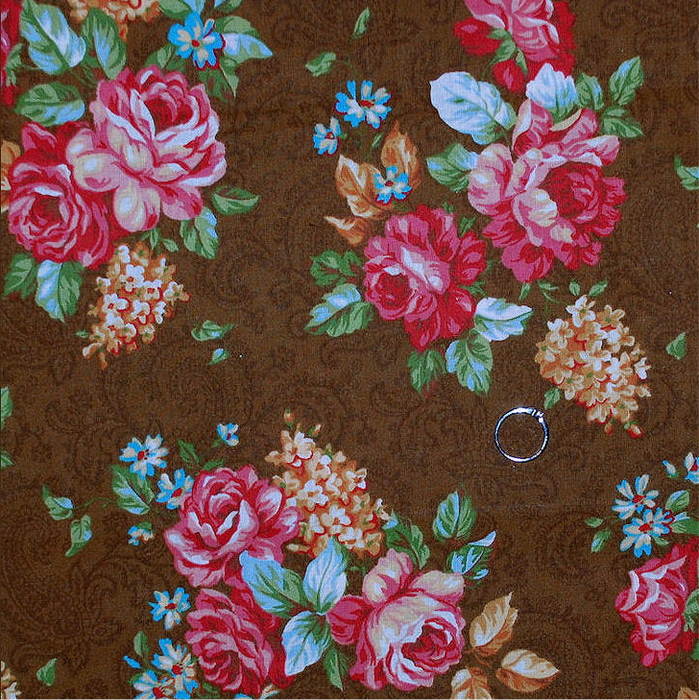 Cotton Fabric BTY Brown Flower Rose Paisley Shabby Chic VTG Cottage