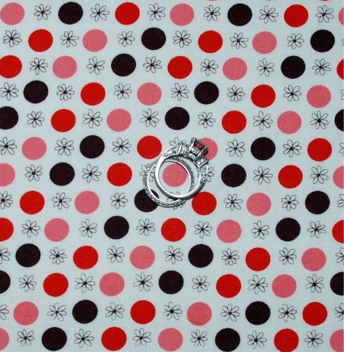 Cotton Fabric BTY White Red Pink Brown Flea Market Fancy Floral Polka Dot