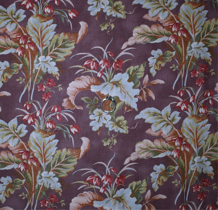 Cotton Fabric BTY Purple Fall Harvest Leaf Floral Bouquet Garden