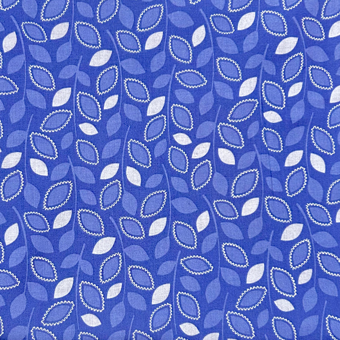 Cotton Fabric BTY Purple Tonal Leave Calico Blender Print