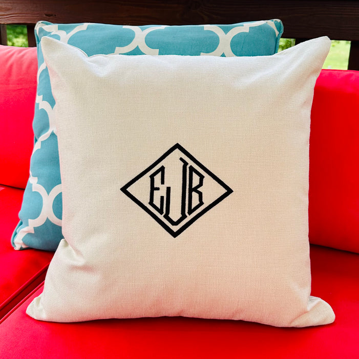 Pillow Cover 18” Natural Custom 3 Letter Monogram