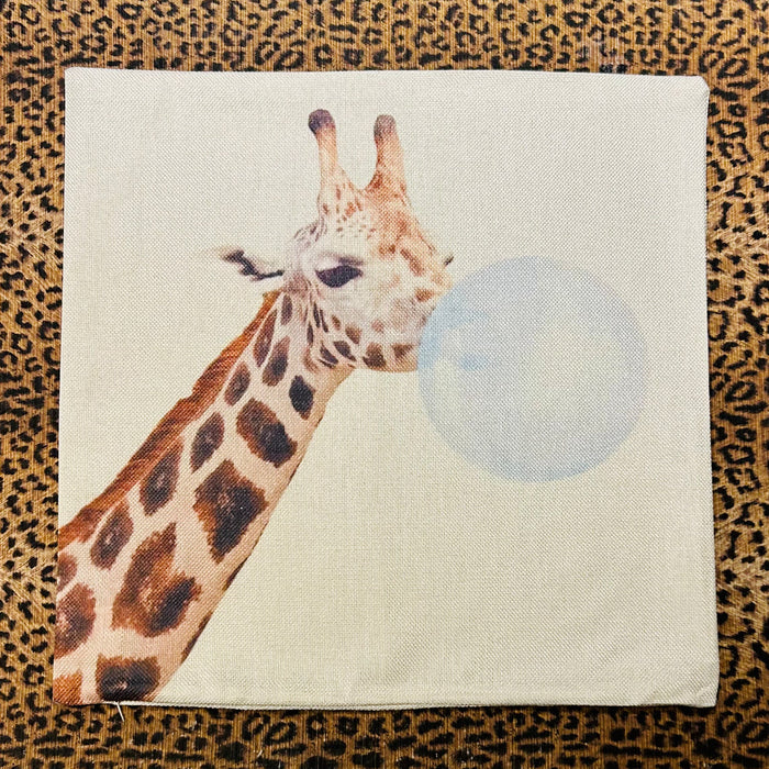Pillow Cover 18” Decor Square Giraffe Blue Bubblegum