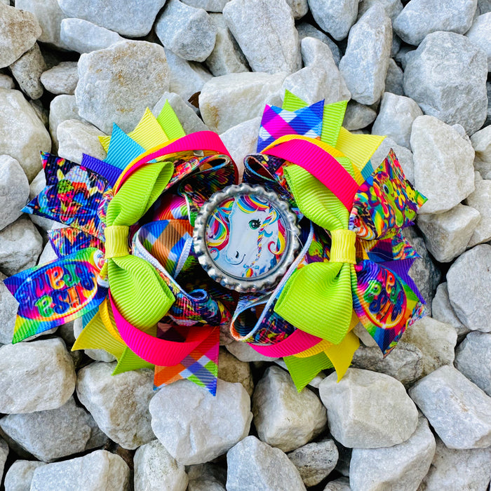 Bow 4.5" Girls Rainbow Unicorn Hair Bling Accessory