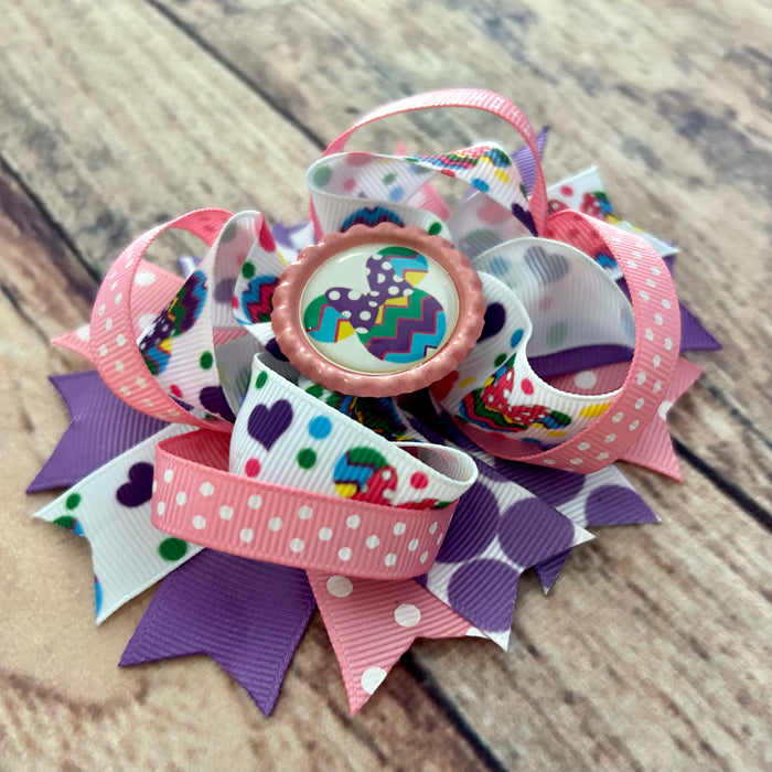 Bow 4.5" Girls Hair Accessory Spring Colors Easter Bunny Spring