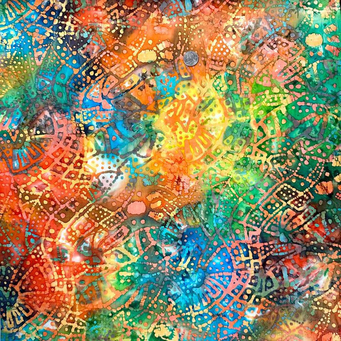 Fabric BTY Batik Rainbow Geometric Dot Block Swirl Tone Tonal Artist Print