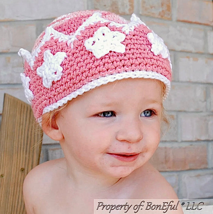 Boutique Baby Girls Hat Crown 9 Months - 2 Years Crochet Crown 1st 2nd Bday