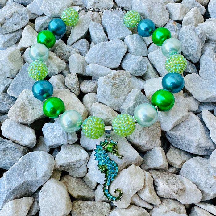 Necklace Seahorse Blue Green Beach Girl Fashion Jewelry