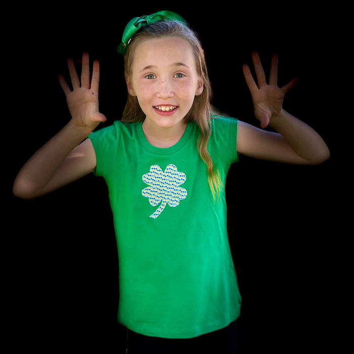 Boutique Girls Size 7/8 Green Shamrock 4 Leaf Clover Shirt Top