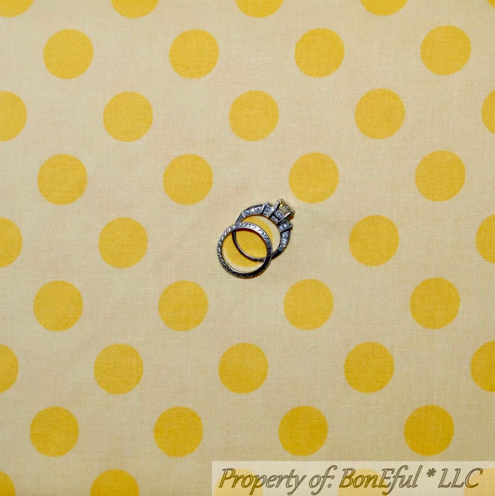 Cotton Fabric BTY Polka Dot Yellow Fun Sun Tone Tonal Stripe