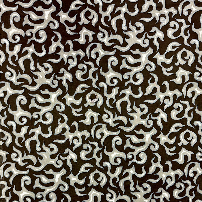 Cotton Fabric BTY Fire Flame Hot Black Gray B&W