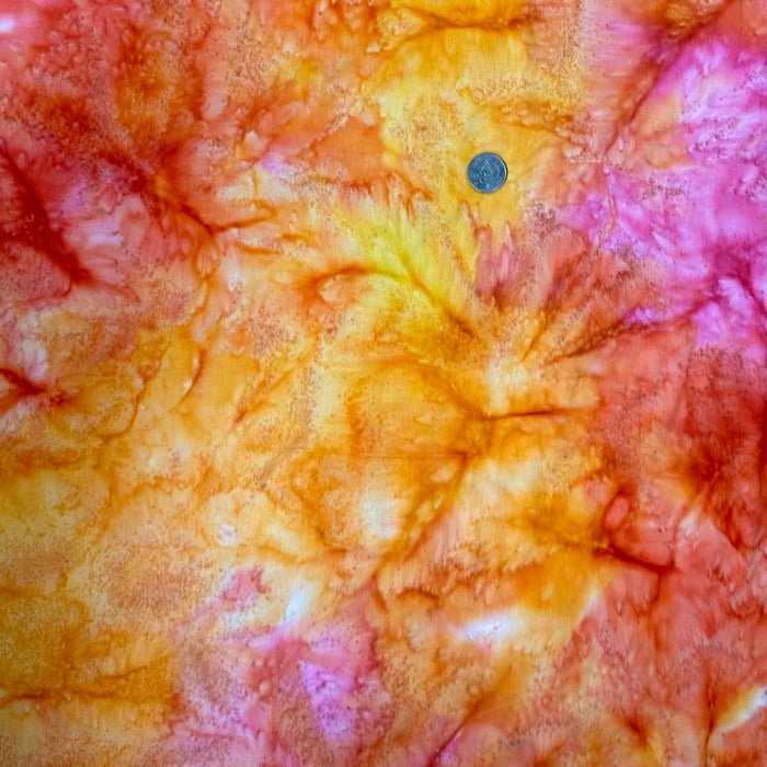 Cotton Fabric BTY Batik Orange Red Pink Tone Tonal Natural Art Sunset Lava Fire