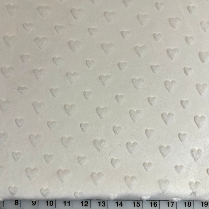 Minky Fabric BTY Pure White Snow Valentine Hearts Stripe