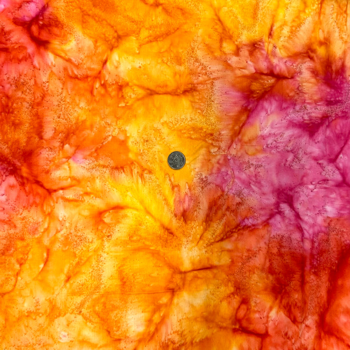 Cotton Fabric BTY Batik Orange Red Pink Tone Tonal Natural Art Sunset Lava Fire