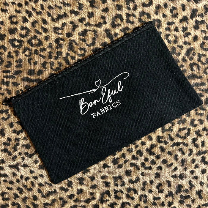 Custom Embroidered Black Zipper Pouch Bag BonEful Logo Signature
