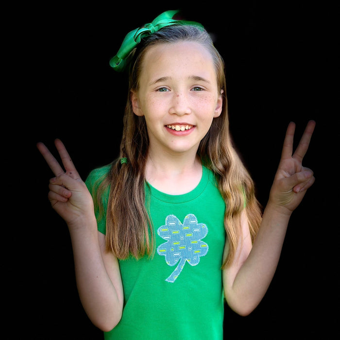 Boutique Girls Size 6/6X Green Shamrock 4 Leaf Clover Shirt Top