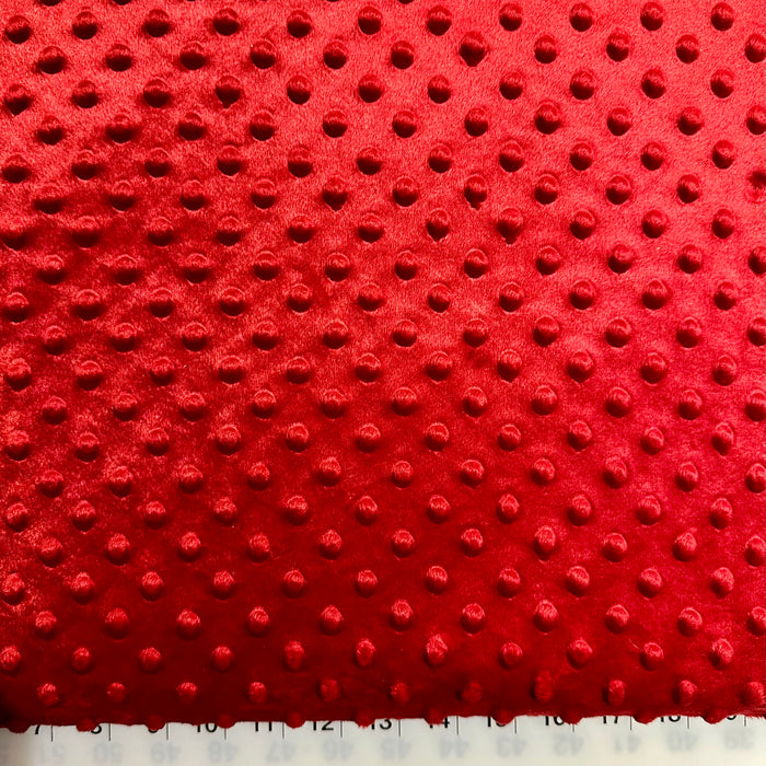 Minky Fabric BTY Dark Red Crimson Soft Cuddle Polka Dot Stripe