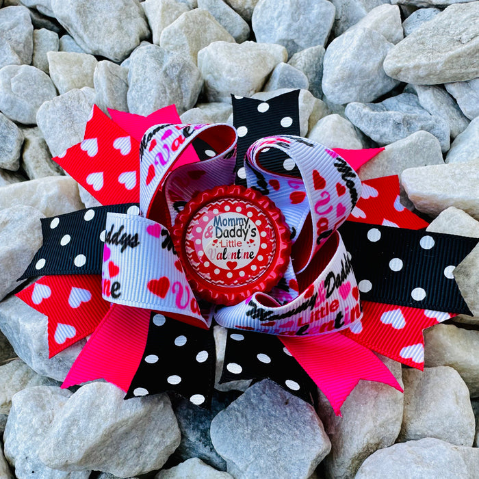 Bow 4.5" Girls Hairbow Valentine Love Mommy Daddy