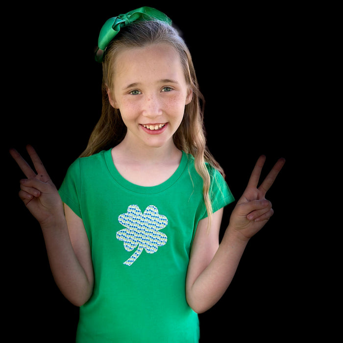 Boutique Girls Size 7/8 Green Shamrock 4 Leaf Clover Shirt Top