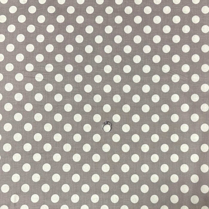 Cotton Fabric BTY Polka Dot Gray Off White Cream