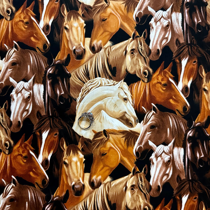 Cotton Fabric BTY Horse Equestrian Farm Race Animal