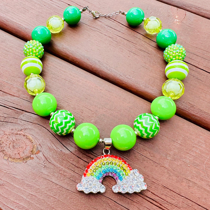 Necklace Lucky Rainbow Shamrock Irish Beads Girl