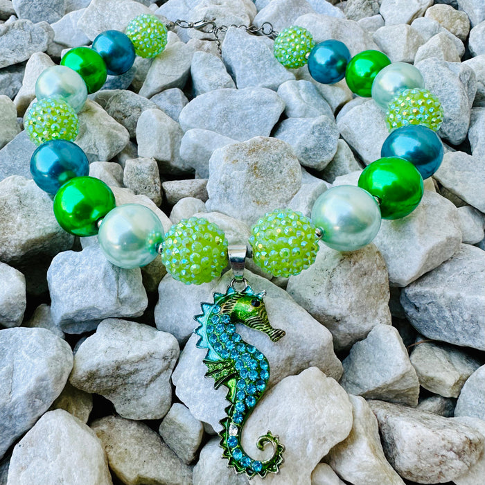 Necklace Seahorse Blue Green Beach Girl Fashion Jewelry
