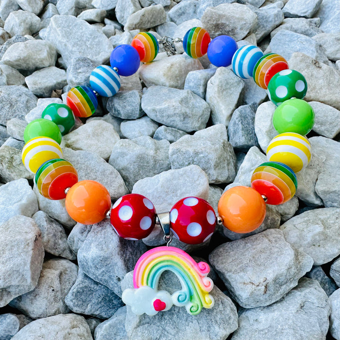 Necklace Chunky Beads Rainbow Kid Jewelry Girl