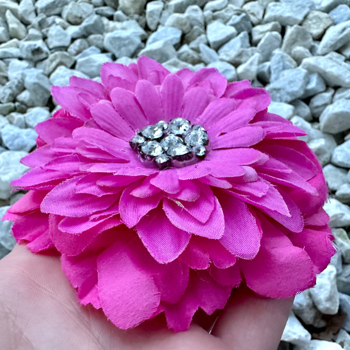 Bow 4.5" Girls Hair Accessory Bright Pink Flower