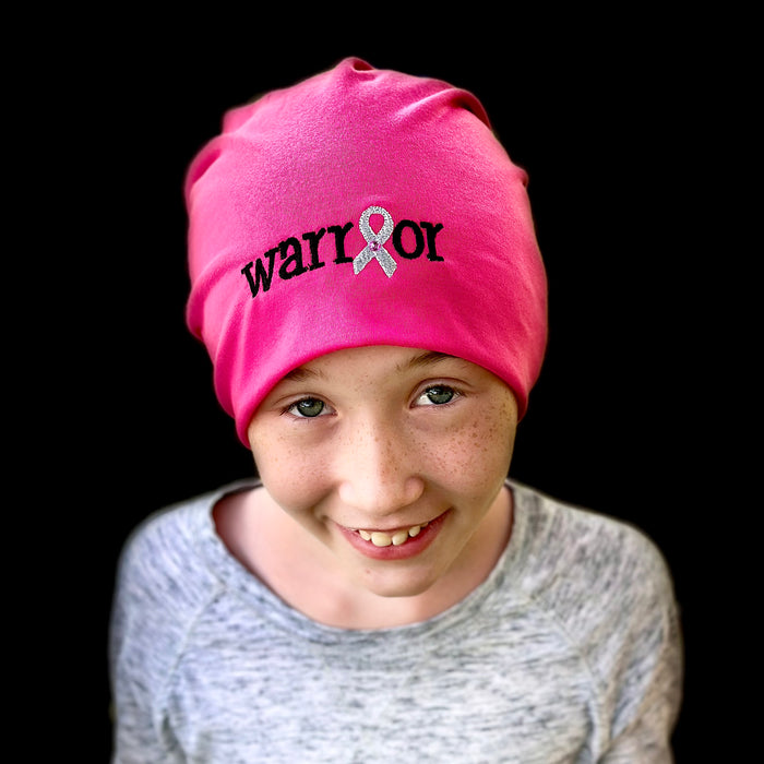 Boutique Youth/Adult Knit Hat Warrior Breast Cancer Pink