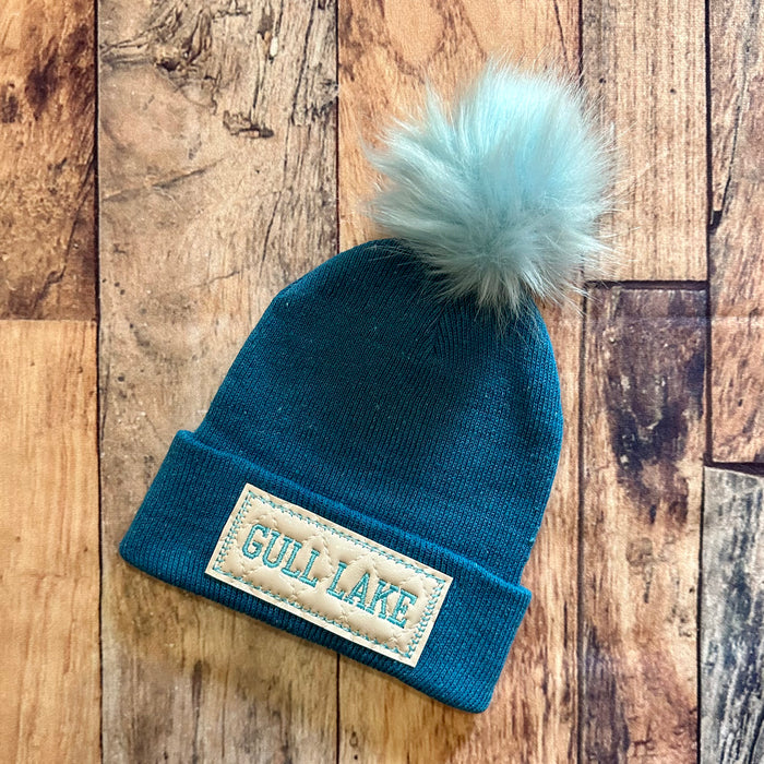 Boutique RTS Hat Gull Lake Teal Blue Knit Beanie Kid Gift