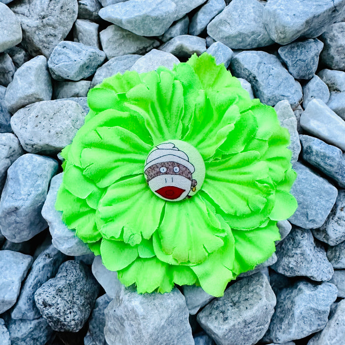 Bow 4.5" Girls Hair Accessory Green Flower Monkey