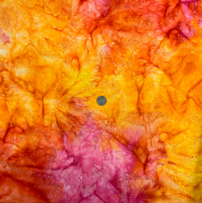 Cotton Fabric BTY Batik Orange Red Pink Tone Tonal Natural Art Sunset Lava Fire