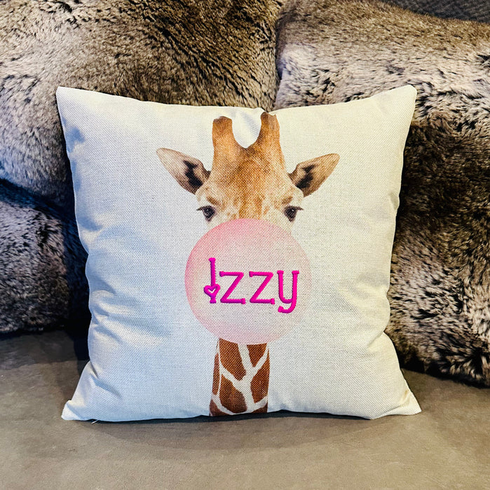 Pillow Cover 18” Decor Square Giraffe Pink Bubblegum